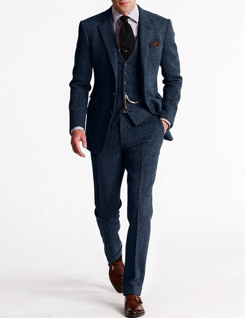 Men’s Retro 3-Piece Suit – Stylish Vintage Blazer Waistcoat Trousers Formal Style