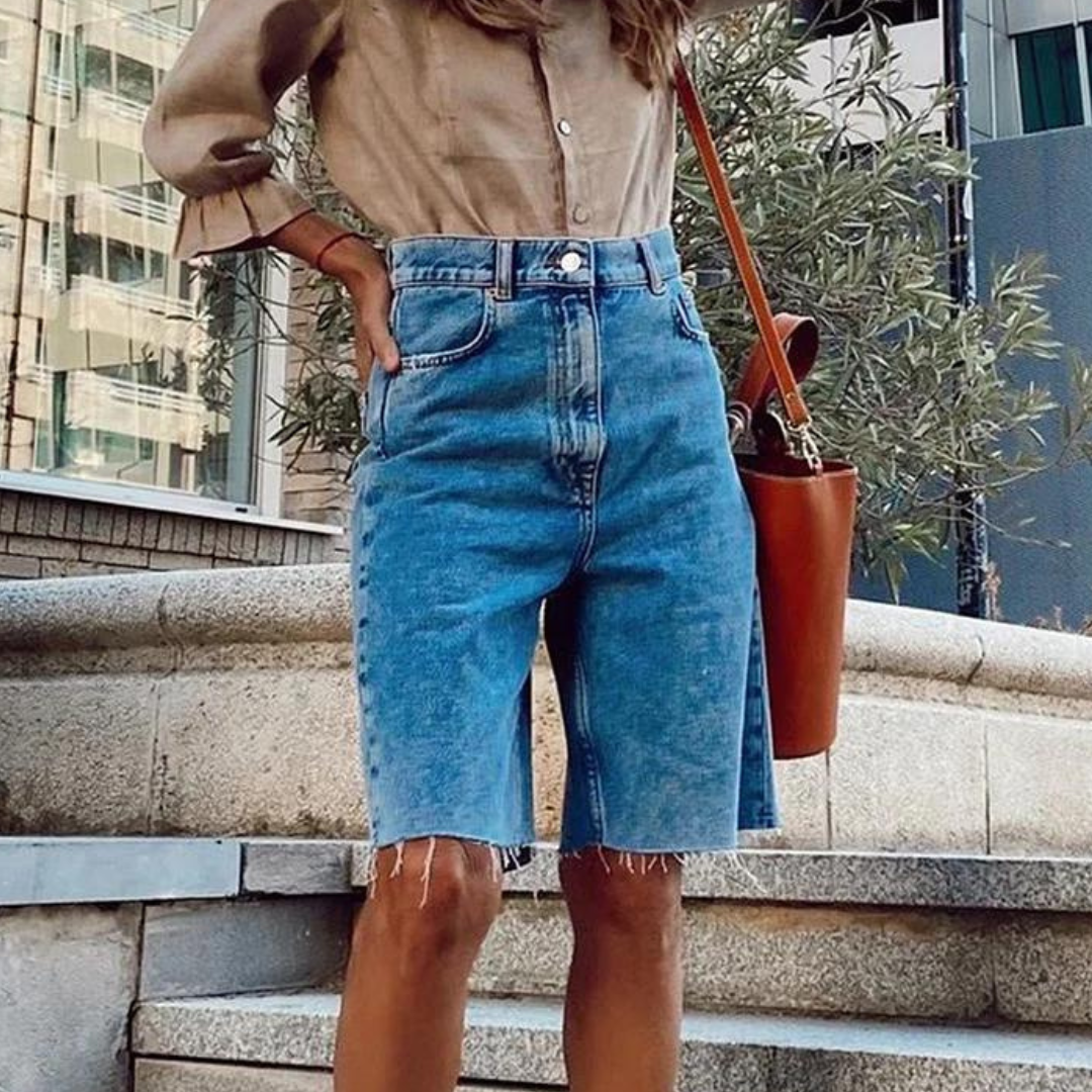 High Waist Women's Denim Shorts – Trendy Casual Jorts for Summer Comfort and Style