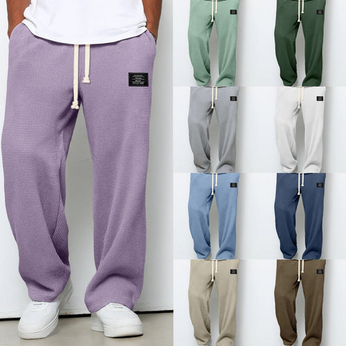 Men's Wide-Leg  Relaxed Fit Lounge Pants – Honeycomb Texture