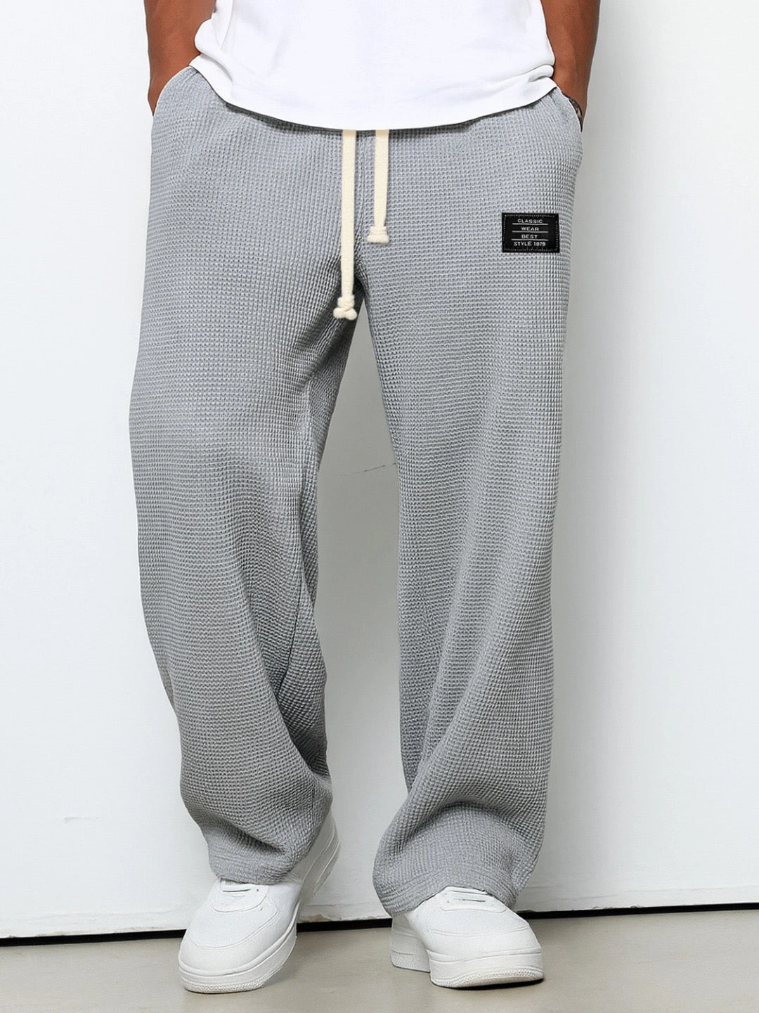 Men's Wide-Leg  Relaxed Fit Lounge Pants – Honeycomb Texture