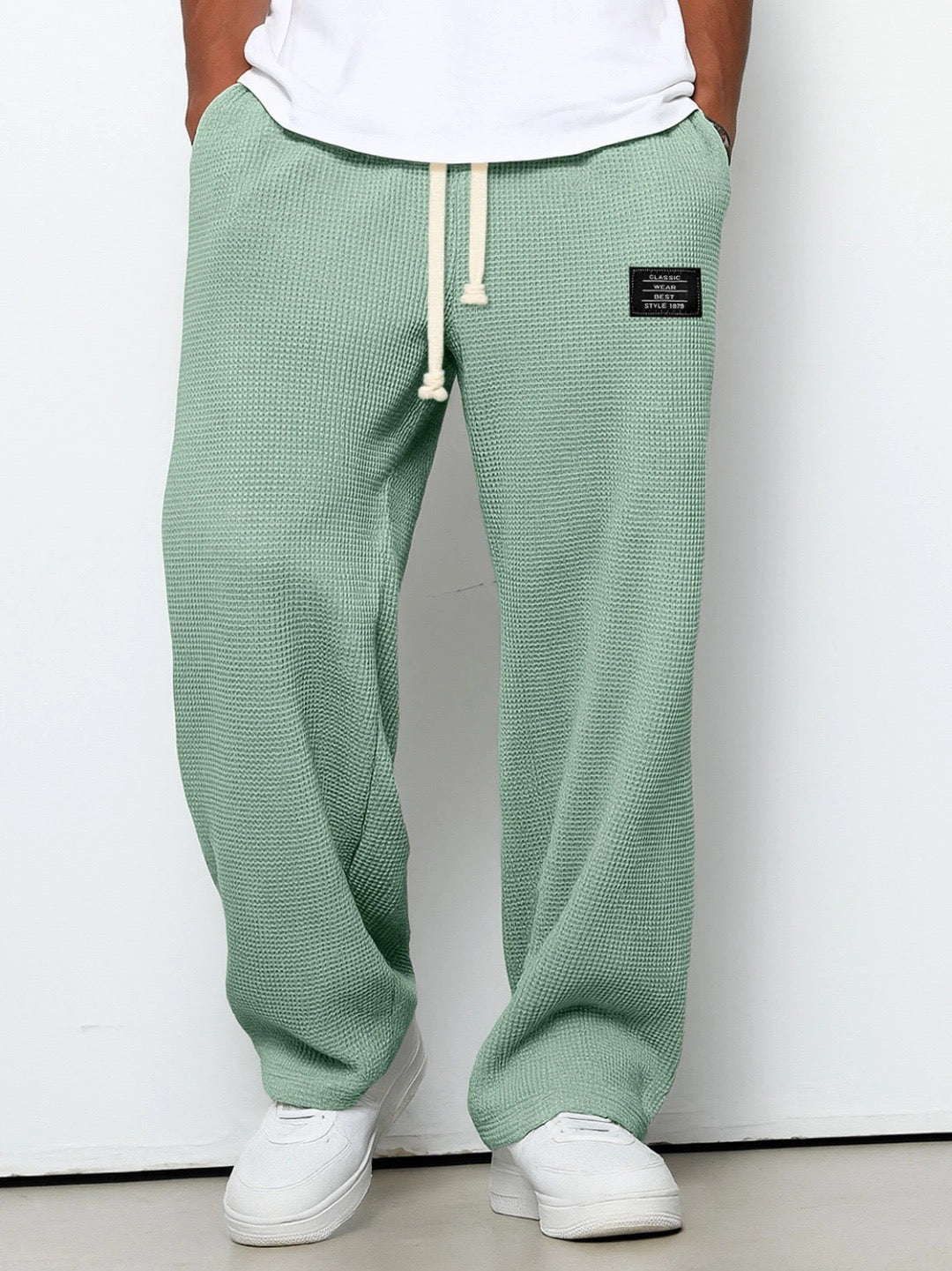 Men's Wide-Leg  Relaxed Fit Lounge Pants – Honeycomb Texture