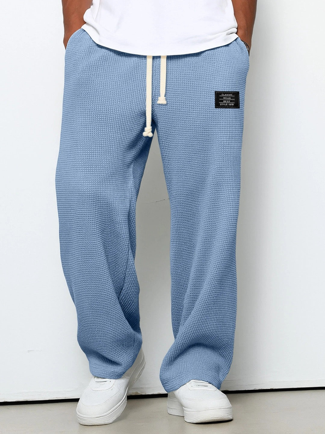 Men's Wide-Leg  Relaxed Fit Lounge Pants – Honeycomb Texture