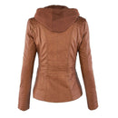 Womens Weatherproof Leather Jacket With Hood – Waterproof Stylish Coat