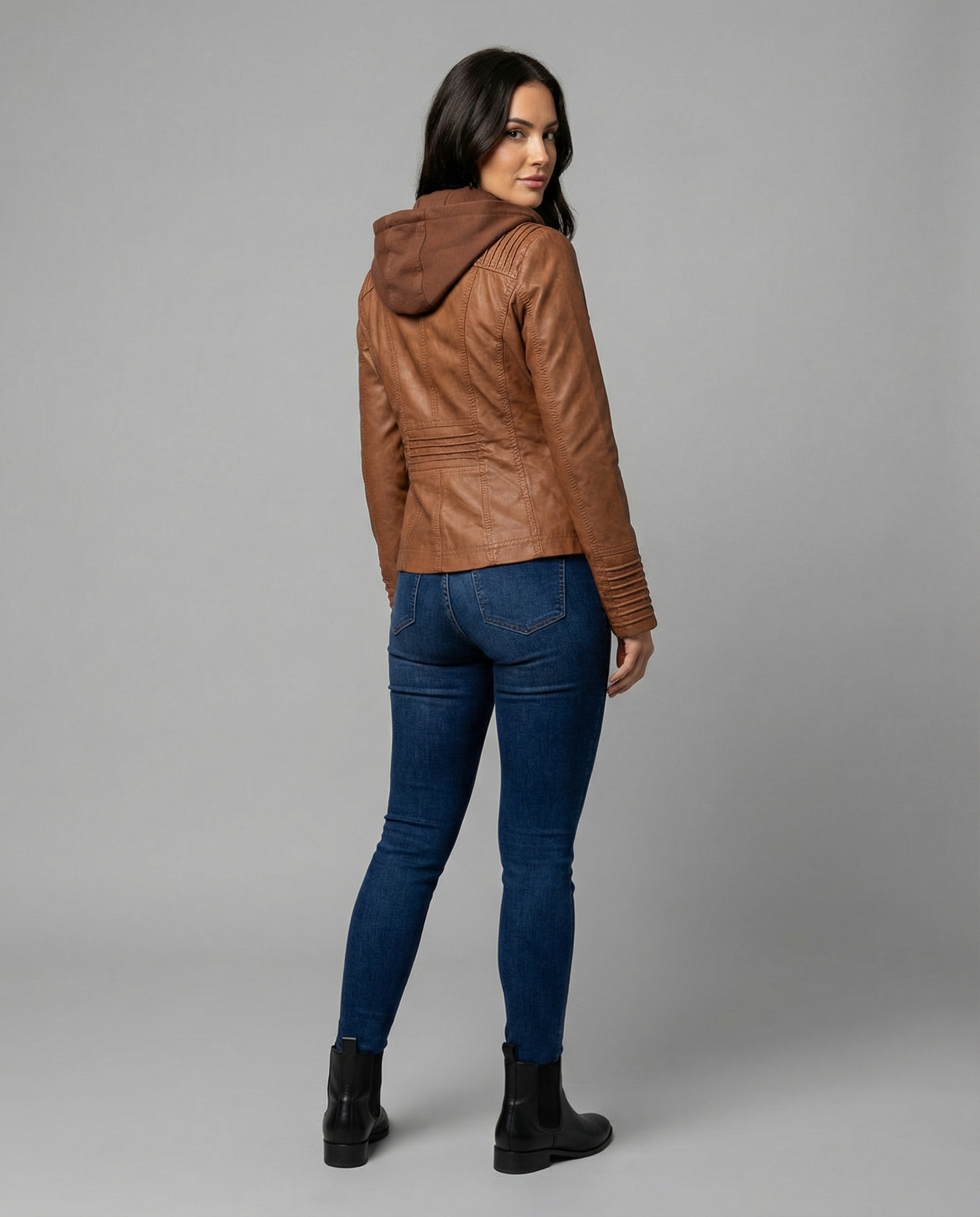 Womens Weatherproof Leather Jacket With Hood – Waterproof Stylish Coat