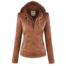 Womens Weatherproof Leather Jacket With Hood – Waterproof Stylish Coat