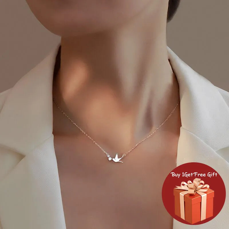 Women's Silver Dove Pendant Necklace – Elegant Peace Bird Charm Jewelry