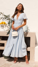 Women's Elegant Button-Front Flowy Maxi Dress – Chic Summer Gown