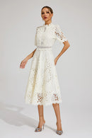 Lace Midi Dress – Elegant Scoop Neckline for Weddings and Special Events