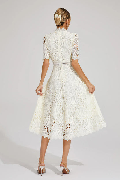 Lace Midi Dress – Elegant Scoop Neckline for Weddings and Special Events