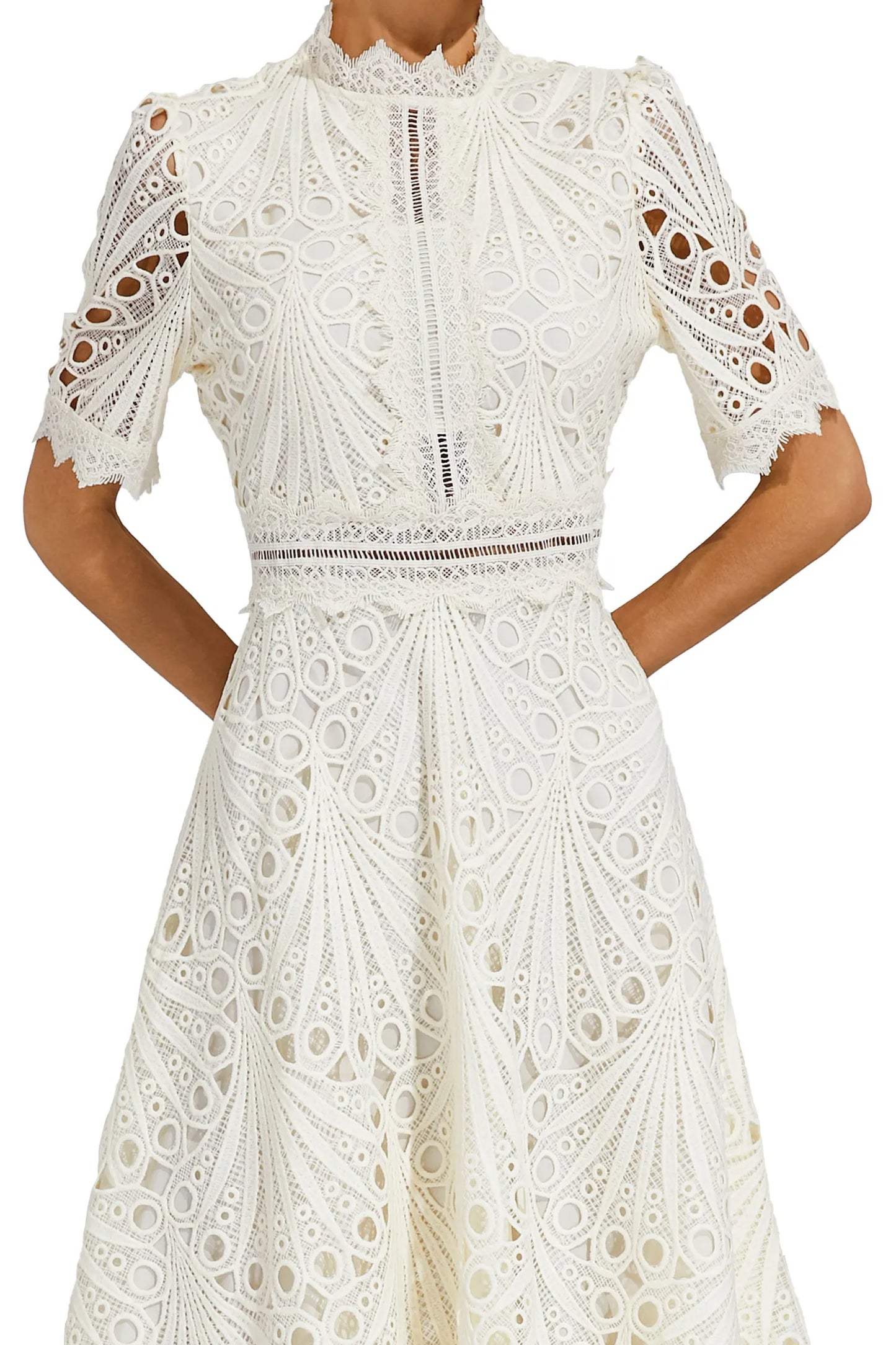 Lace Midi Dress – Elegant Scoop Neckline for Weddings and Special Events