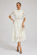 Lace Midi Dress – Elegant Scoop Neckline for Weddings and Special Events