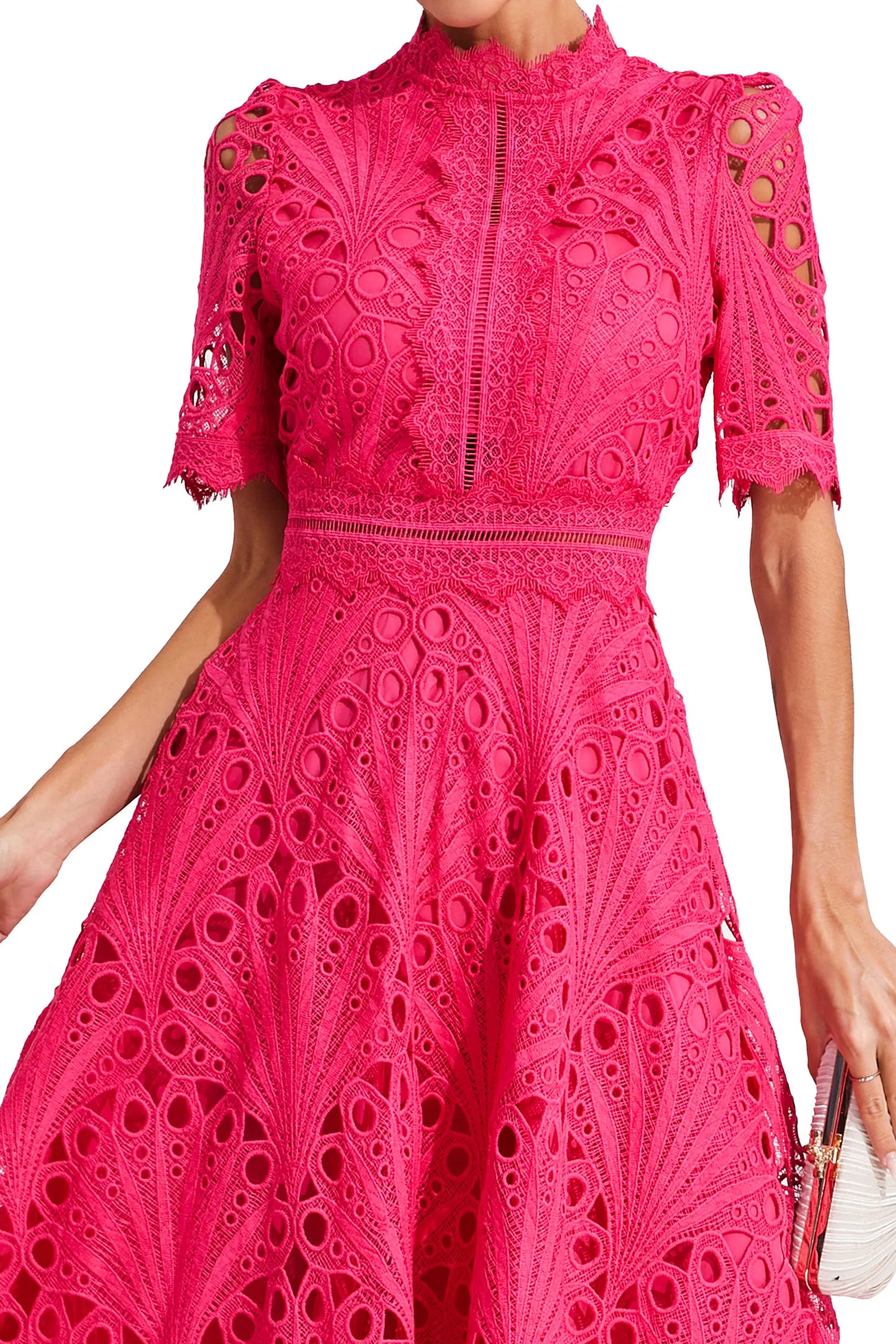 Lace Midi Dress – Elegant Scoop Neckline for Weddings and Special Events