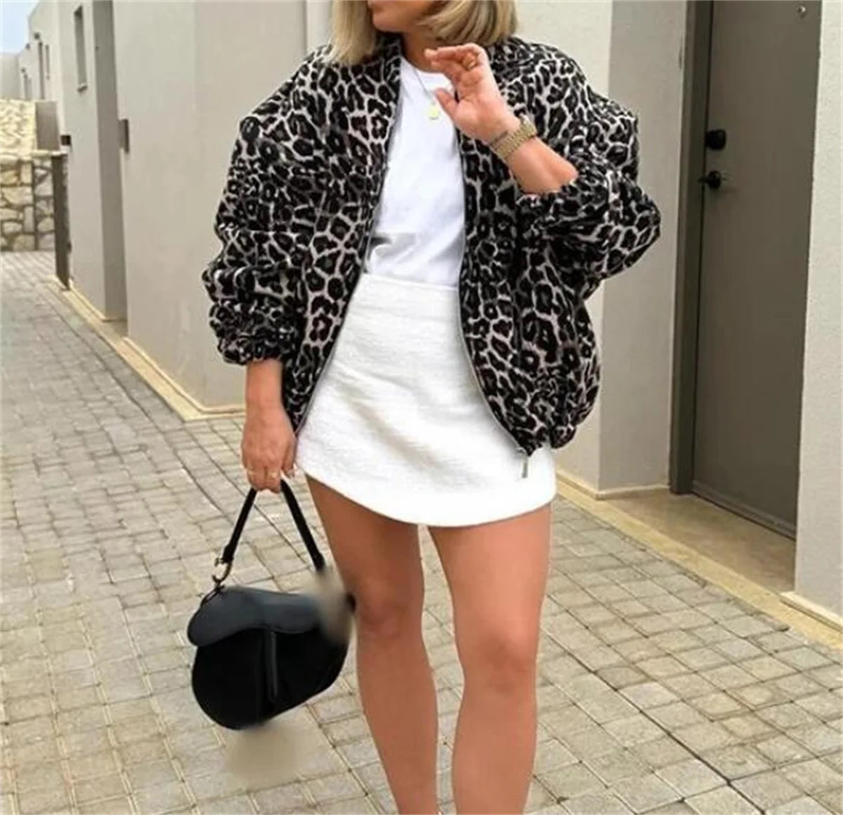 Leopard Print Bomber Jacket – Trendy Mid-Season Outerwear with Edgy Style 1