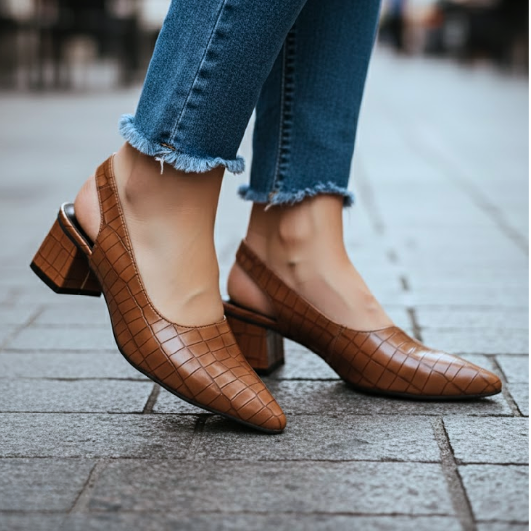 Women's Shiny Leather Closed-Toe Sandals – Block Heel Comfort