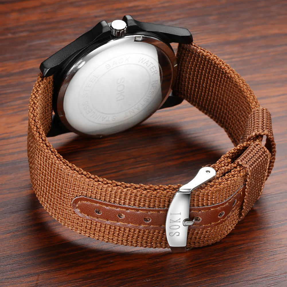 Men’s Military-Style Brown Wristwatch – Rugged Tactical Leather Watch