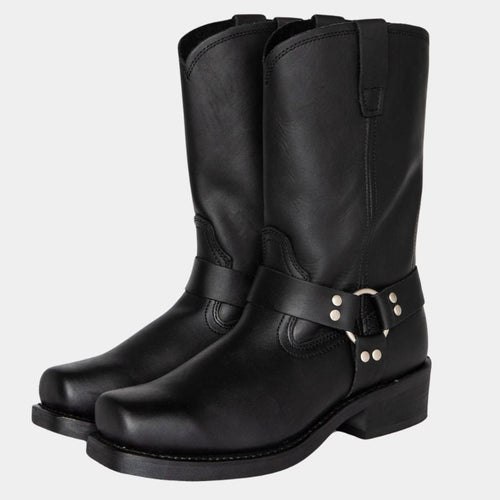 Women’s Vintage Cowboy Boots – Durable Western Harness Design with Classic Square Toe