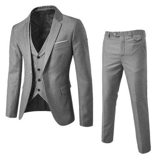 Men’s Elegant 3-Piece Set – Blazer, Pants & Waistcoat Formal Tailored Style