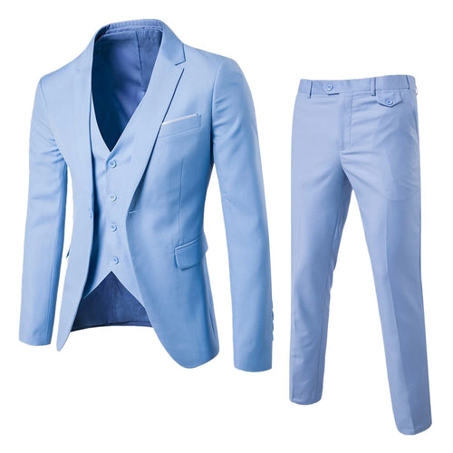 Men’s Elegant 3-Piece Set – Blazer, Pants & Waistcoat Formal Tailored Style