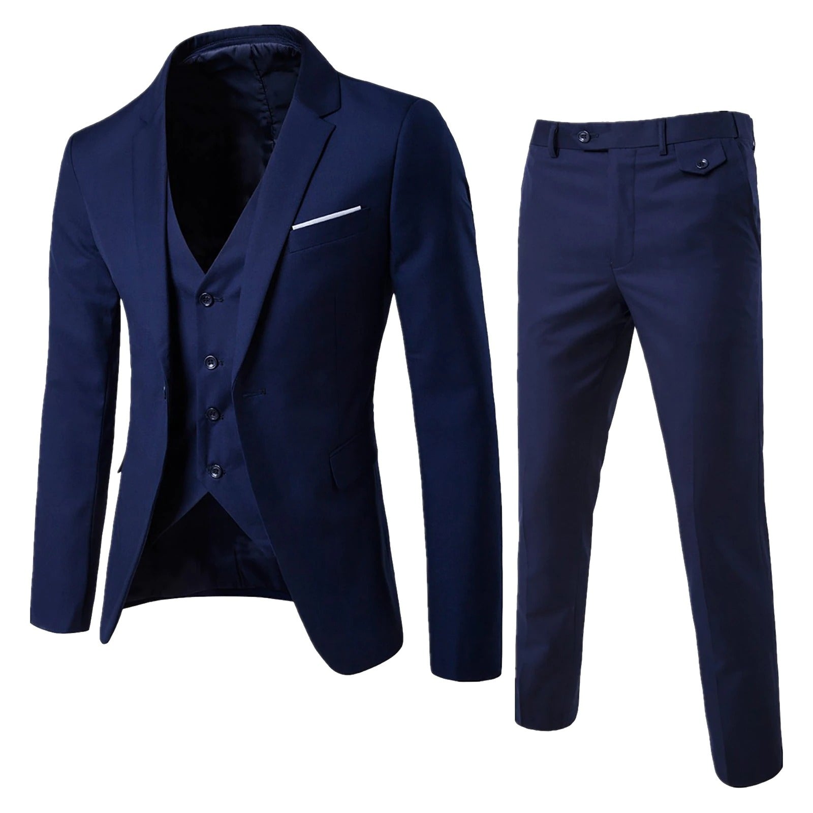 Men’s Elegant 3-Piece Set – Blazer, Pants & Waistcoat Formal Tailored Style