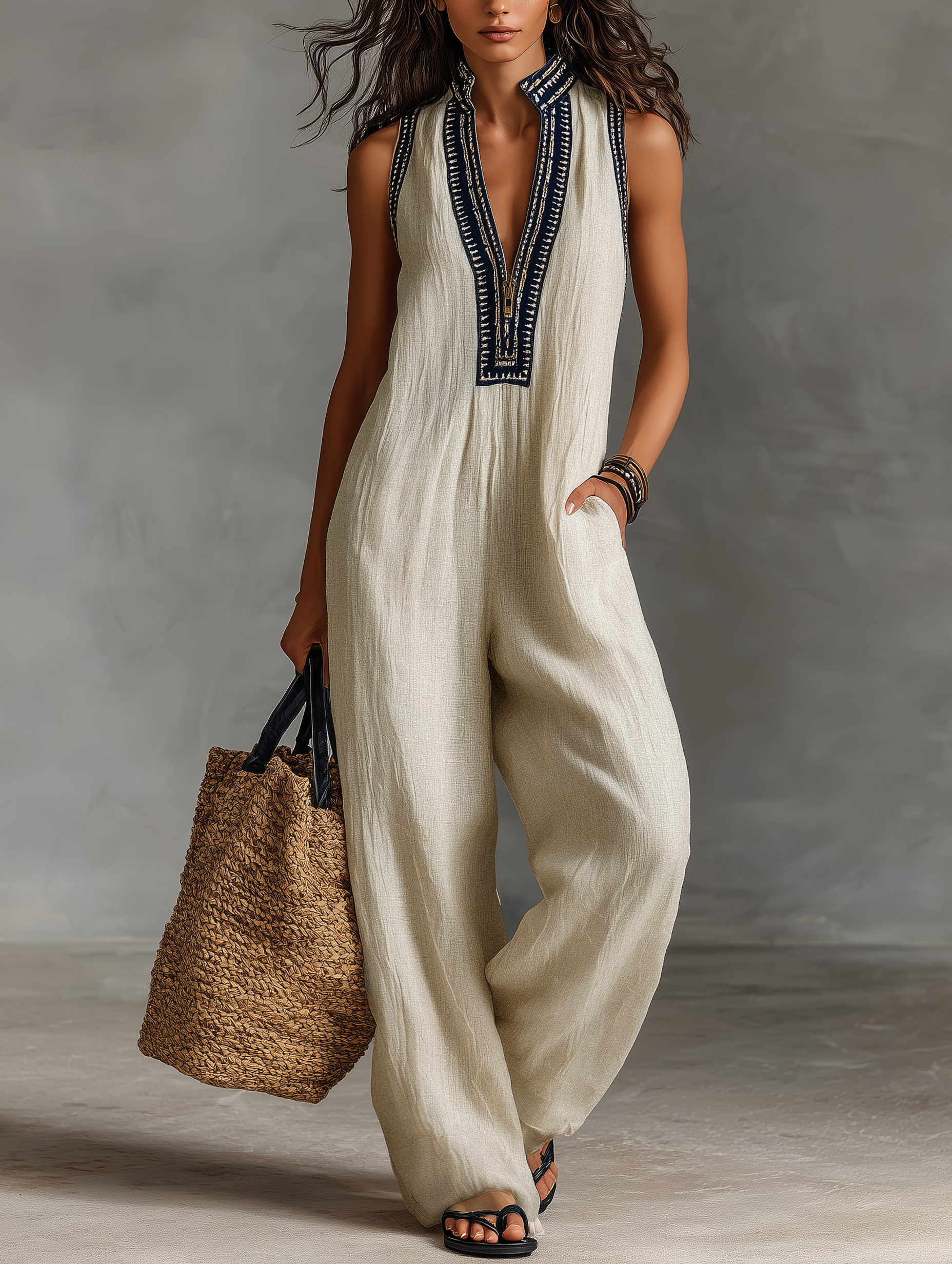 Minimalist Linen Blend Jumpsuit: Effortless Comfort for Every Occasion 1