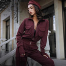 Women’s Warm Sweatsuit Set – Cozy Tracksuit With Pockets High Collar