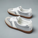 Women’s Trendy Laced-Up Faux Leather Sneakers – Cushioned Everyday Comfort
