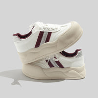 Women's Stylish Laced Up Leather Sneakers With Platform Sole