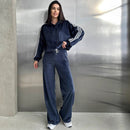 Women’s Velvet Hoodie And Wide Leg Trousers Set – Cozy Lounge Outfit