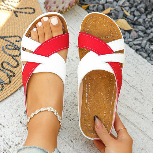 Women’s Open Toe Strappy Leather Sandals – Comfortable Summer Flats