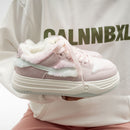 Women's Pink Platform Sneakers With Fleece Lining