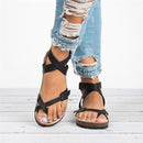 Women's Open-Toe Cross Strap Leather Sandals – Elegant Comfort Fit