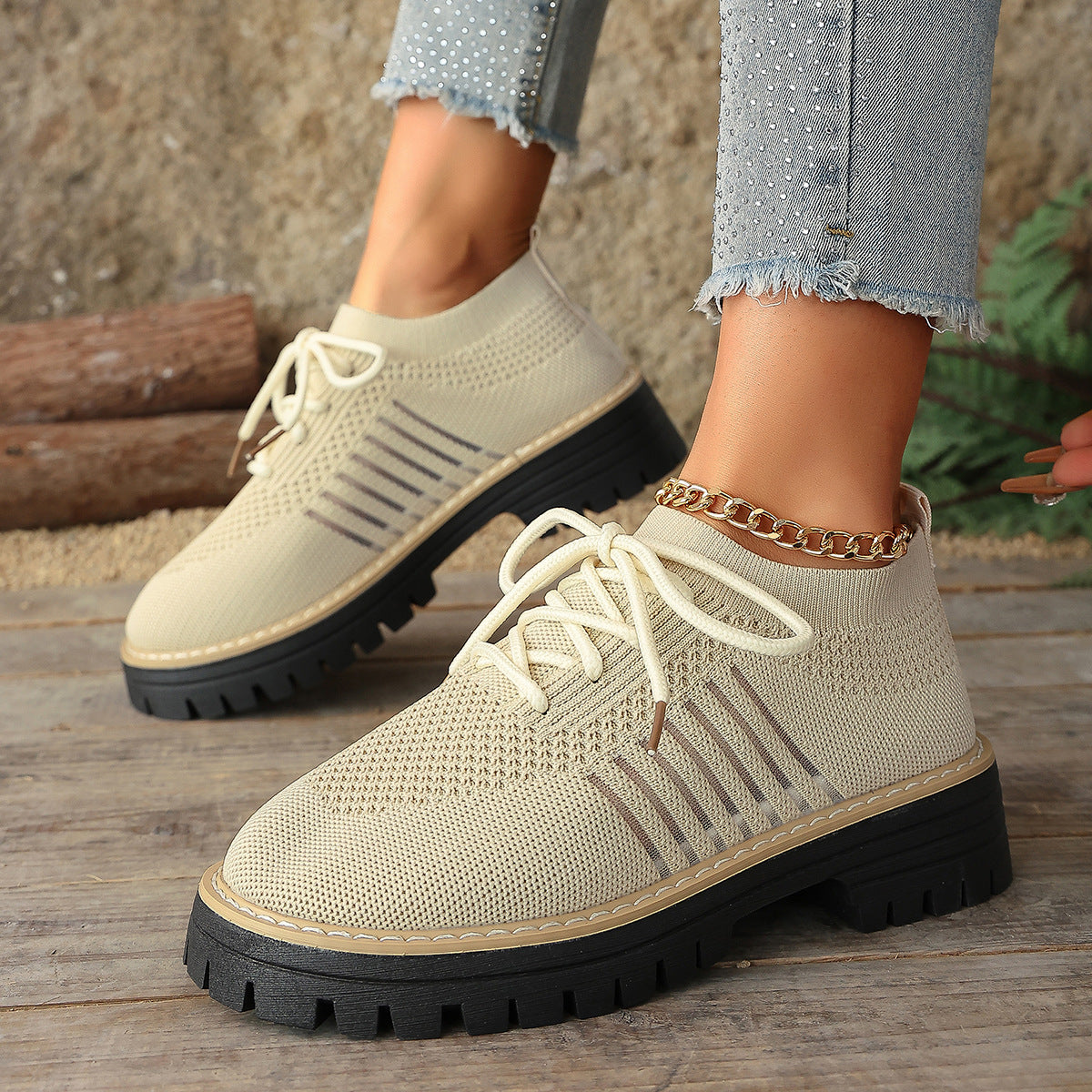 Women’s Lace Up Mesh Sneakers – Breathable Running Shoes With Grip Sole