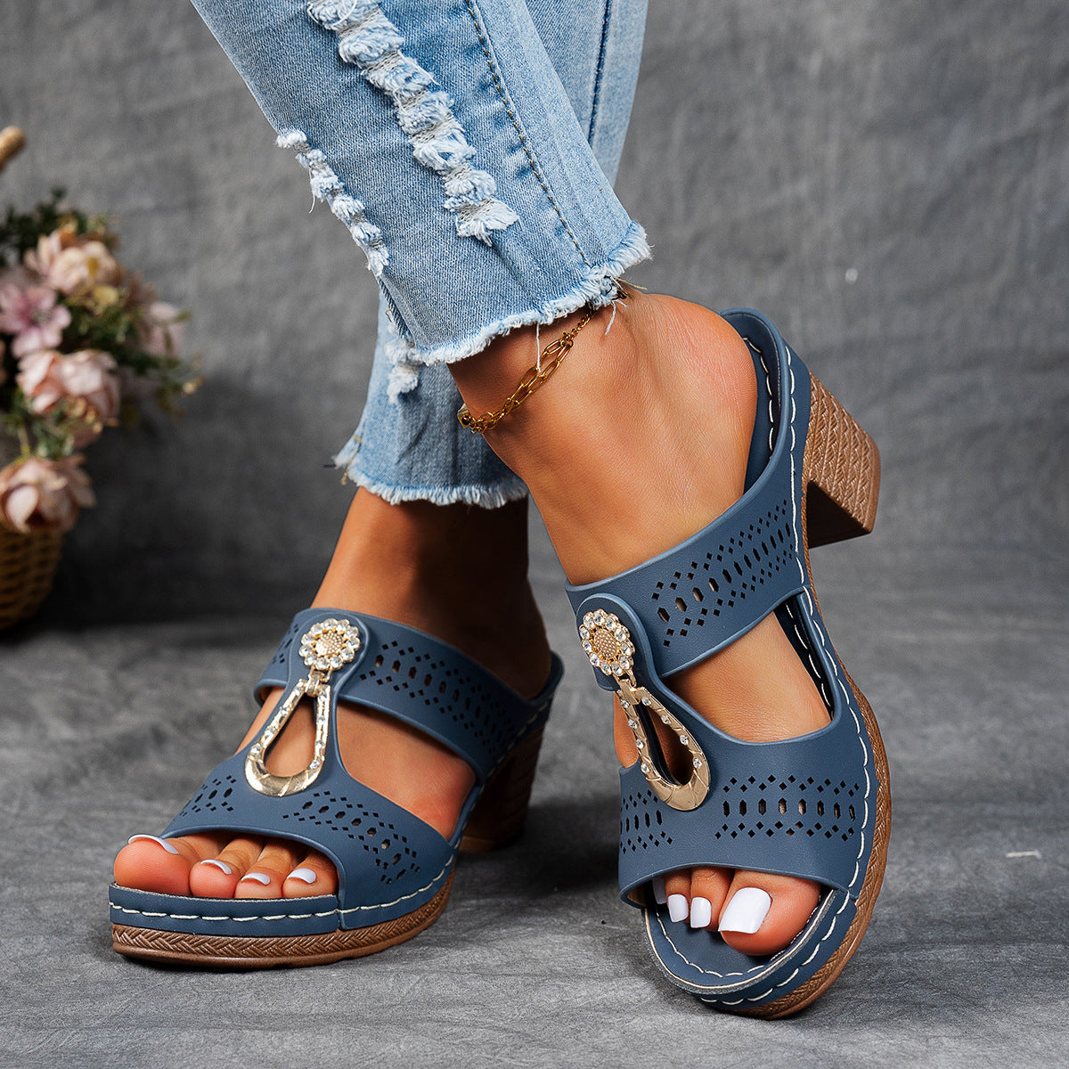 Women’s Elegant Platform Sandals – Sparkling Strap Comfort Shoes