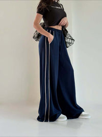 Women’s Wide Leg Sports Trousers – Loose Fit With Side Pockets