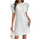 Women's Elegant Blue Textured Floral Mini Dress – Chic Party Style