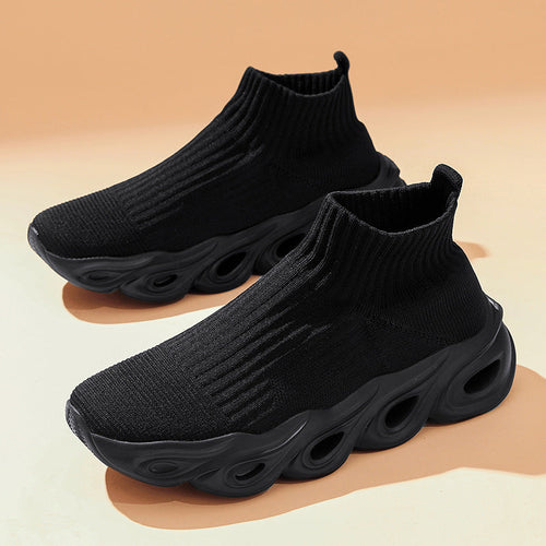 Women's Sock Style Ankle Sneakers With White Sole Lightweight Fit