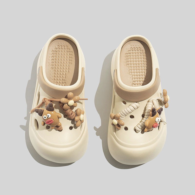 Women's Stylish Clogs With Floral Accessories And Beads