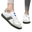 Women's Sporty Laced Up Leather Sneakers With Non-Slip Sole – Casual Comfort Shoes