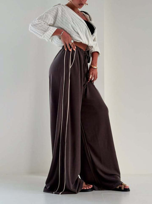 Women’s Wide Leg Sports Trousers – Loose Fit With Side Pockets