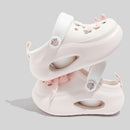 Women's Fashionable Pink Clogs With Playful Appliqués