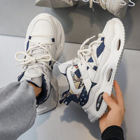Women's Platform Leather Sneakers With Stylish Lace Up Comfort Fit