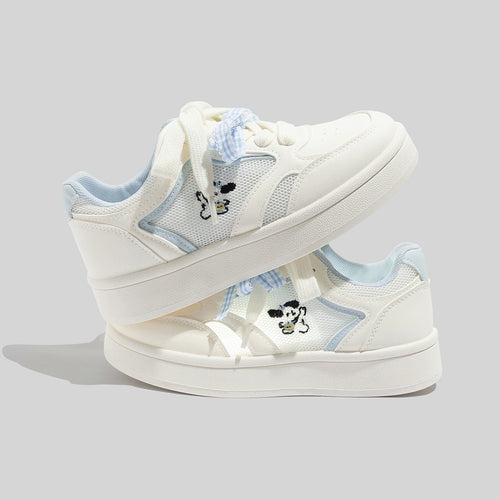 Women's Breathable Laced Up White Mesh Sneakers