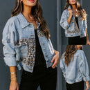 Women's Casual Denim Jacket – Trendy Animal Print Patch Jacket