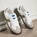 Women's Sporty Laced Up Leather Sneakers With Non-Slip Sole – Casual Comfort Shoes