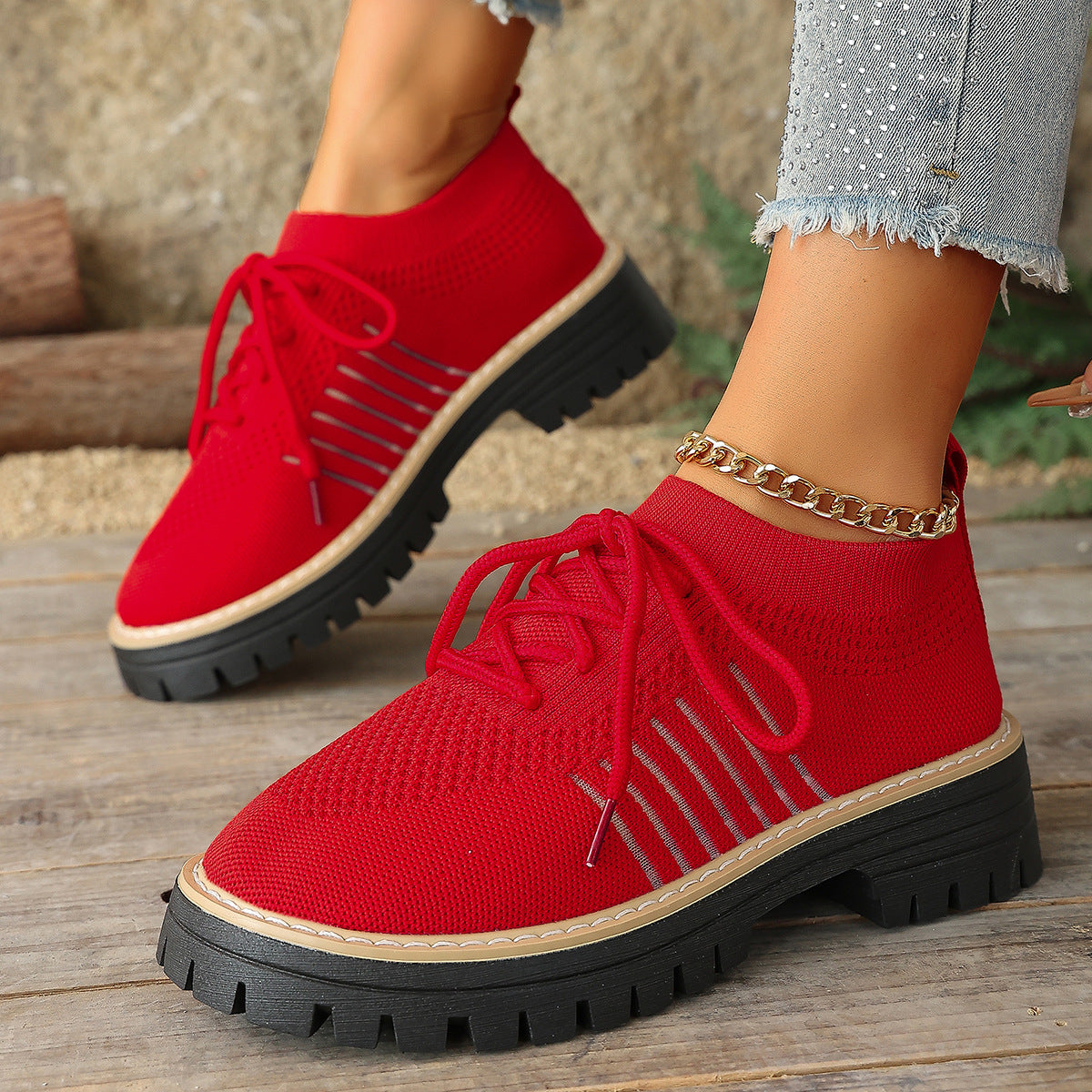 Women’s Lace Up Mesh Sneakers – Breathable Running Shoes With Grip Sole