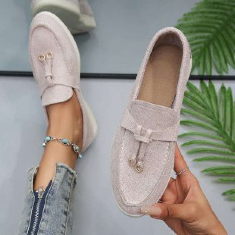 Women’s Flat Slip On Suede Loafers – Comfortable Casual Walking Shoes