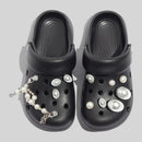 Women's Durable Black Clogs With Decorative Pearls And Beads