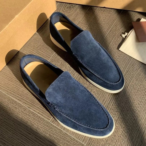 Mens Classic Brown Suede Loafers Slip-On – Casual Elegant Shoes