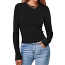 Women’s Fitted Ribbed Long Sleeve Top – Slim Stretch Everyday Shirt