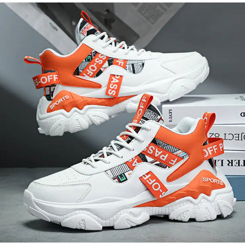 Women's Trendy Platform Sneakers With Letter Imprints And Lace Up Fit